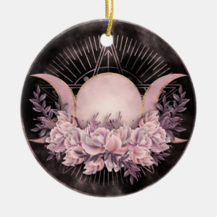 Triple Moon - Triple Goddess - Gentle Floral Keramisch Ornament
