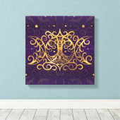 Triple Moon - Triple Goddess Gold en Paars Canvas Afdruk (Insitu (Houten vloer))