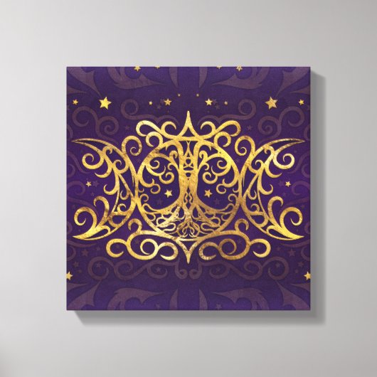 Triple Moon - Triple Goddess Gold en Paars Canvas Afdruk (Voorkant)