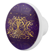 Triple Moon - Triple Goddess Gold en Paars Keramische Knop (Rechts)