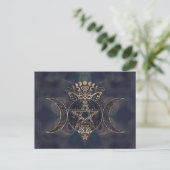 Triple Moon - Triple Goddess Gold en Purples Briefkaart (Staand voorkant)