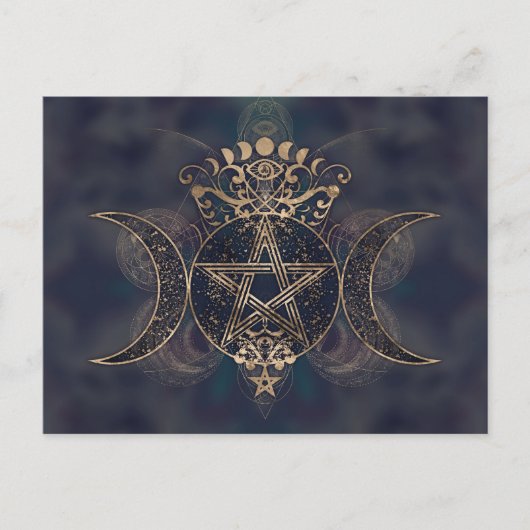 Triple Moon - Triple Goddess Gold en Purples Briefkaart (Voorkant)