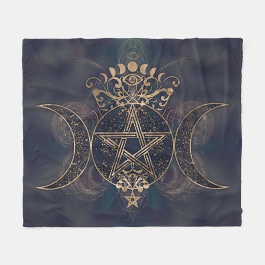 Triple Moon - Triple Goddess Gold en Purples Fleece Deken (Voorkant (Horizontaal))