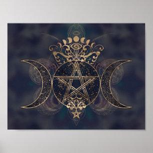 Triple Moon - Triple Goddess Gold en Purples Poster
