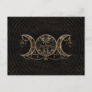 Triple Moon - Triple Goddess Gold en zwart Briefkaart