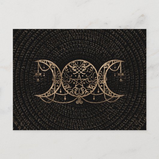 Triple Moon - Triple Goddess Gold en zwart Briefkaart (Voorkant)