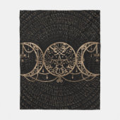 Triple Moon - Triple Goddess Gold en zwart Fleece Deken (Voorkant)