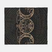 Triple Moon - Triple Goddess Gold en zwart Fleece Deken (Voorkant (Horizontaal))