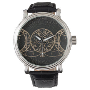 Triple Moon - Triple Goddess Gold en zwart Horloge