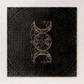 Triple Moon - Triple Goddess Gold en zwart Legpuzzel (Horizontaal)