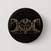 Triple Moon - Triple Goddess Gold en zwart Ronde Button 5,7 Cm (Voorkant)