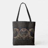 Triple Moon - Triple Goddess Gold en zwart Tote Bag (Achterkant)