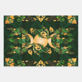 Triple Moon - Triple Goddess Malachite en Gold Inpakpapier Vel (Voorkant 3)