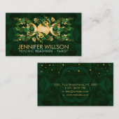Triple Moon - Triple Goddess Malachite en Gold Visitekaartje (Voorkant / Achterkant)