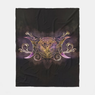 Triple Moon - Triple Goddess - Midnight shimmer Fleece Deken