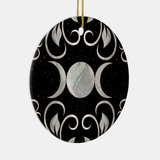 Triple Moon - Triple Goddess - Moeder van Pearl Keramisch Ornament (Rechts)
