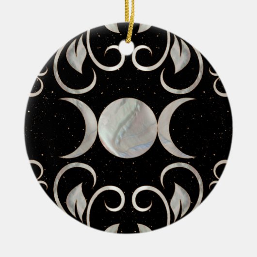 Triple Moon - Triple Goddess - Moeder van Pearl Keramisch Ornament (Voorkant)