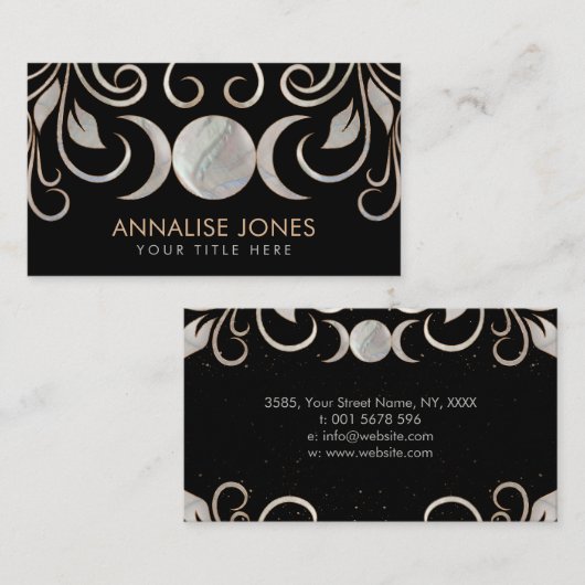 Triple Moon - Triple Goddess Moeder van Pearl Visitekaartje (Voorkant / Achterkant)