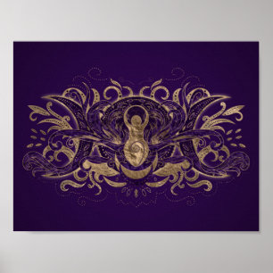 Triple Moon - Triple Goddess Paars en Gold Poster