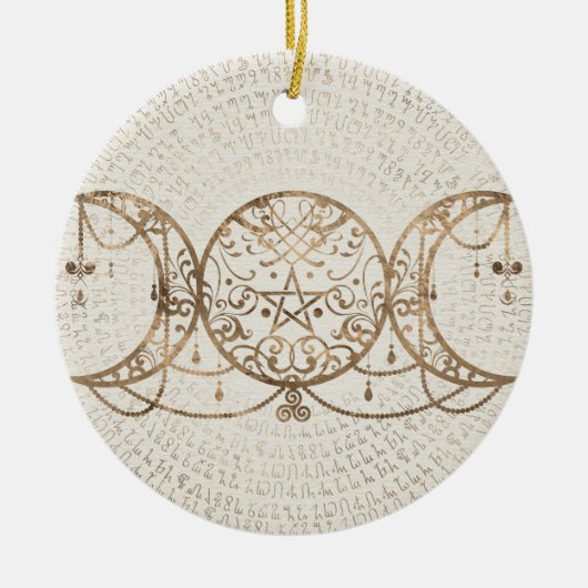 Triple Moon - Triple Goddess Pastel Gold Keramisch Ornament (Voorkant)