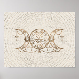 Triple Moon - Triple Goddess Pastel Gold Poster