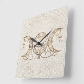Triple Moon - Triple Goddess Pastel Gold Vierkante Klok (Hoek)