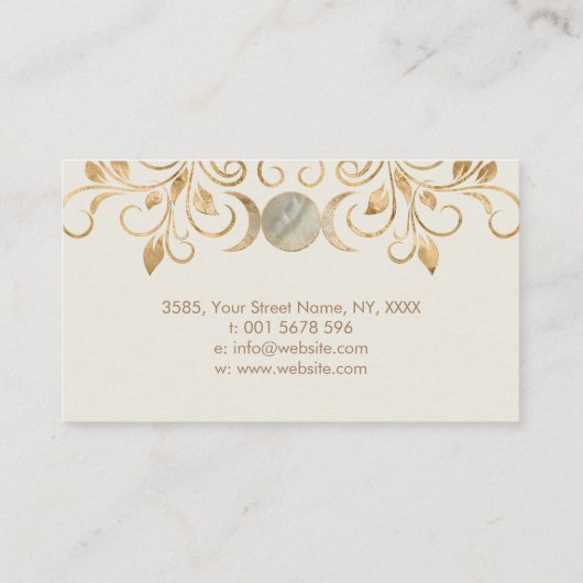Triple Moon - Triple Goddess Pearl en Gold Busin Visitekaartje (Achterkant)