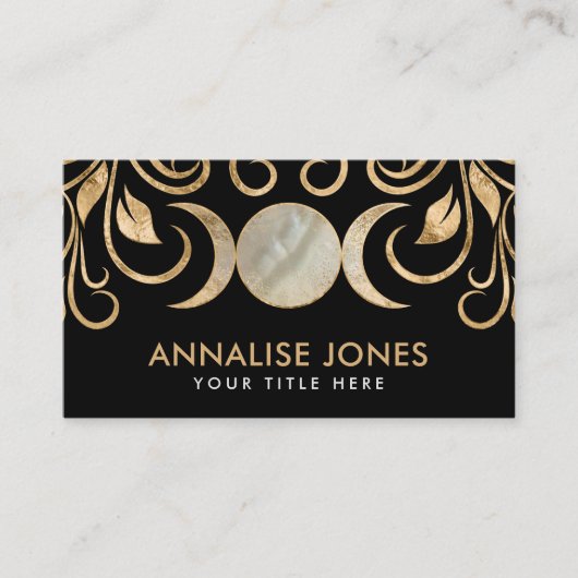 Triple Moon - Triple Goddess Pearl en Gold Visitekaartje (Voorkant)