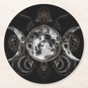 Triple Moon - Triple Goddess Ronde Kartonnen Onderzetter