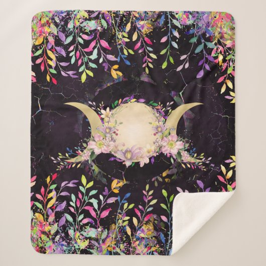 Triple Moon - Triple Goddess - Waterverf Sherpa Deken (Voorkant)