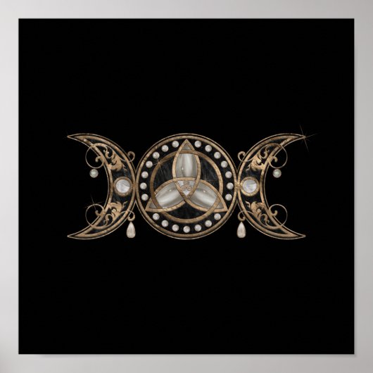 Triple Moon Triquetra Moeder van Pearl Poster (Voorkant)