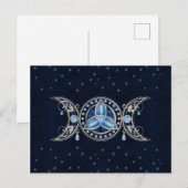 Triple Moon Triquetra Ornament met Moonstone Briefkaart (Voorkant / Achterkant)