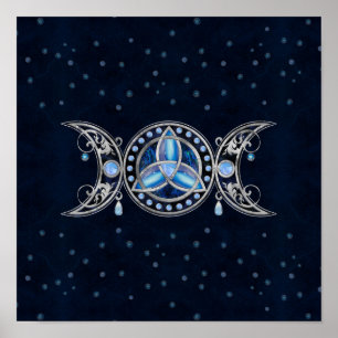 Triple Moon Triquetra Ornament met Moonstone Poster