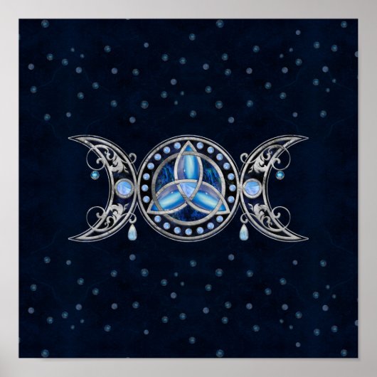 Triple Moon Triquetra Ornament met Moonstone Poster (Voorkant)