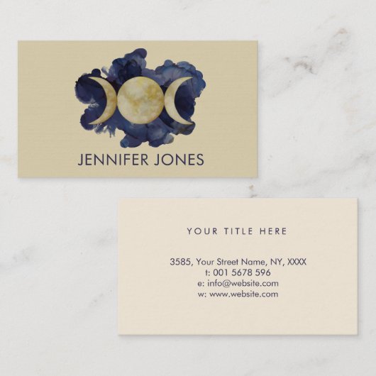 Triple Moon - Waterverf Visitekaartje (Voorkant / Achterkant)