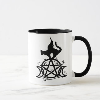 Triple Moon Wicca Pentacle Black Cat Mok Witch