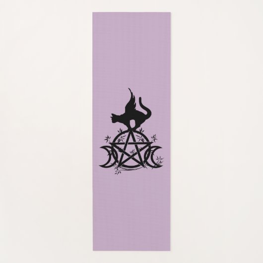 Triple Moon Wicca Pentacle Black Cat Yoga Mat (Voorkant)