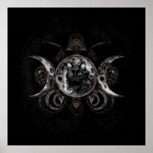 Triple Moon - Zwarte kat Poster