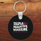 Triple Negatieve Krijger Borstkanker Bewustzijn Mo Sleutelhanger (Voorkant)