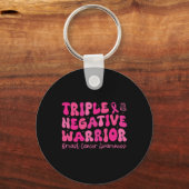 Triple Negatieve Krijger Borstkanker Bewustzijn Mo Sleutelhanger (Voorkant)