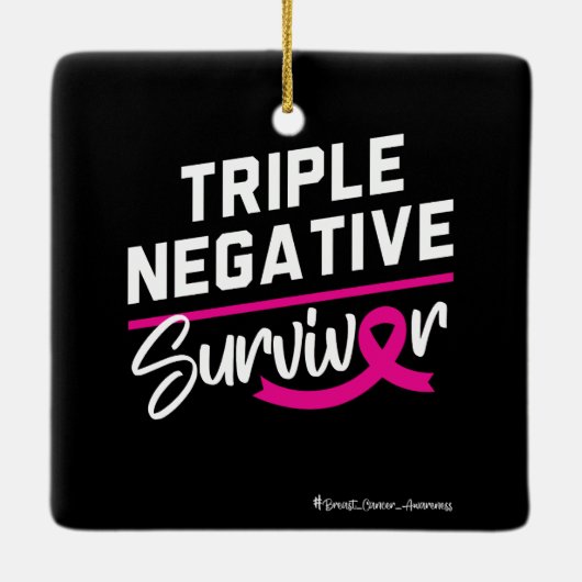 Triple Negative Survivor Breast Cancer Awareness Keramisch Ornament (Achterkant)