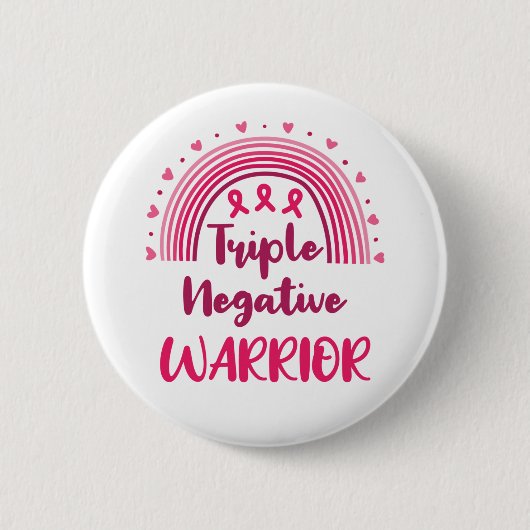 Triple Negative Warrior Breast Cancer Rainbow Ronde Button 5,7 Cm (Voorkant)