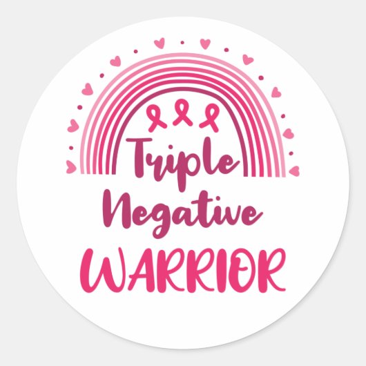 Triple Negative Warrior Breast Cancer Rainbow Ronde Sticker (Voorkant)