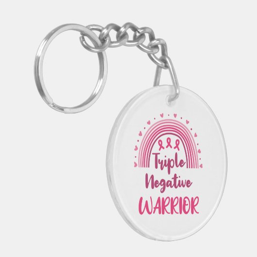 Triple Negative Warrior Breast Cancer Rainbow Sleutelhanger (Voorkant Links)