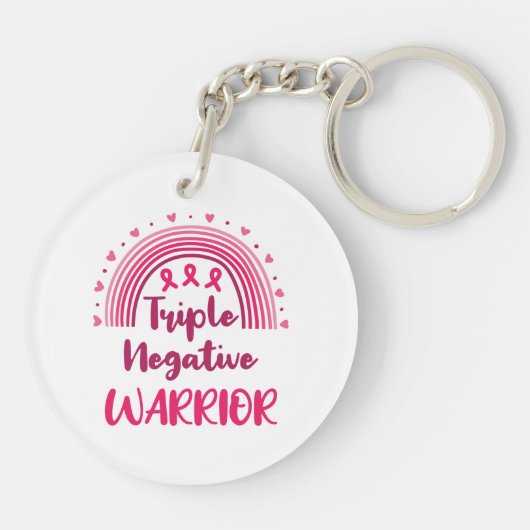 Triple Negative Warrior Breast Cancer Rainbow Sleutelhanger (Achterkant)