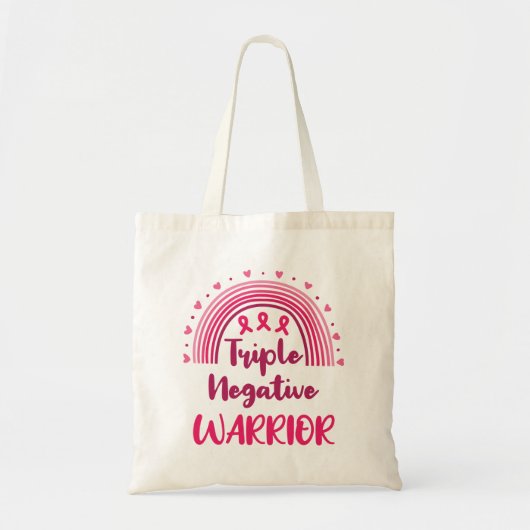 Triple Negative Warrior Breast Cancer Rainbow Tote Bag (Voorkant)