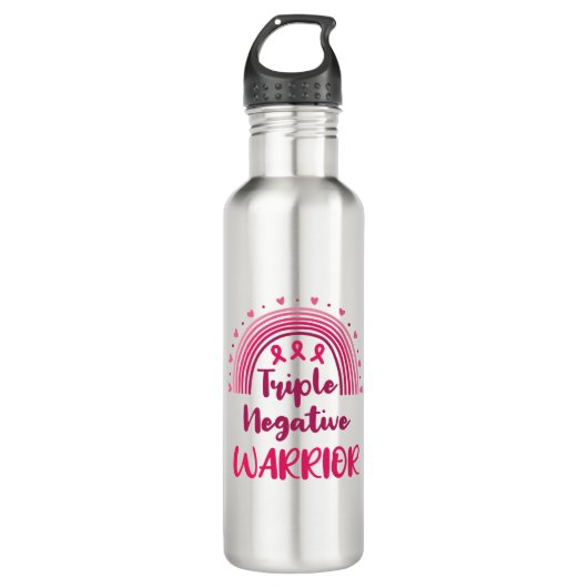 Triple Negative Warrior Breast Cancer Rainbow Waterfles (Voorkant)