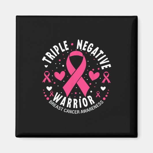 Triple Negative Warrior Pink Heart Borstkanker A Magneet (Voorkant)