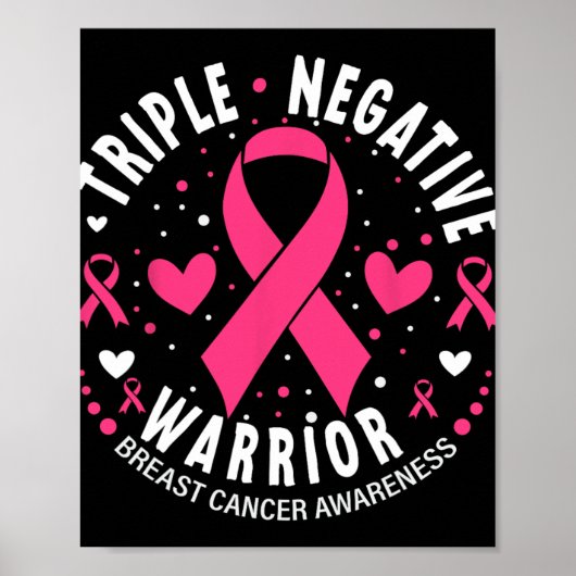 Triple Negative Warrior Pink Heart Borstkanker A Poster (Voorkant)