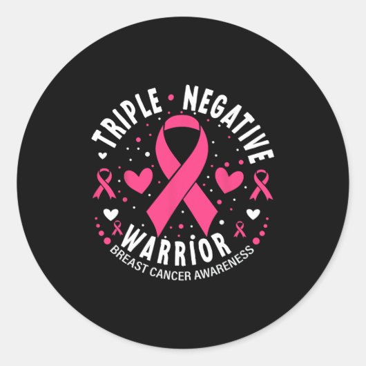 Triple Negative Warrior Pink Heart Borstkanker A Ronde Sticker (Voorkant)